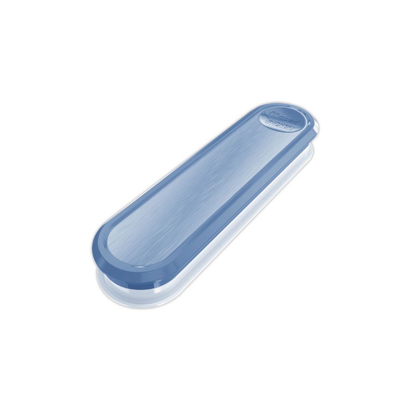 Boîte plastique contenant fourchette, couteau et petite cuillère. Bleu  - Fiducial