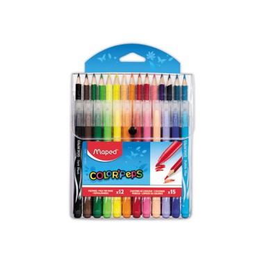 Feutres et crayons : 12 feutres + 15 crayons de couleur Color'Peps  x27 - Fiducial