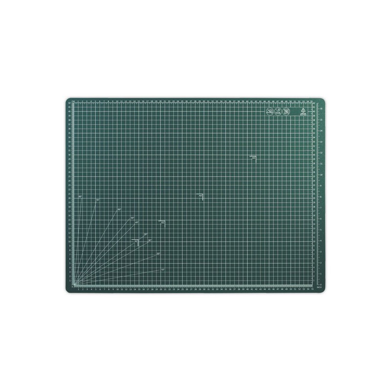 Plaque decoupe multi fonction face quadrillée 5x5cm + angles format A2  - Fiducial