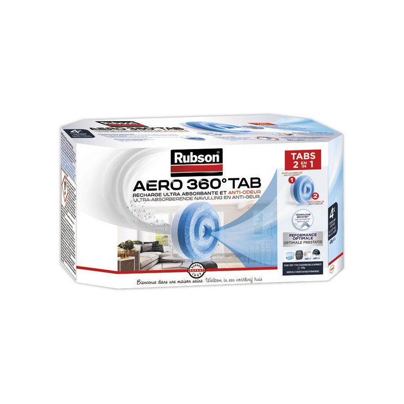 Recharges pour absorbeur d'humidité Rubson Aero 360  x4 - Fiducial