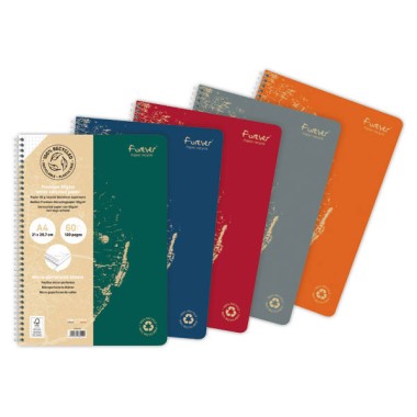 Cahier recyclé à spirales pages A4 ligné.  - Fiducial