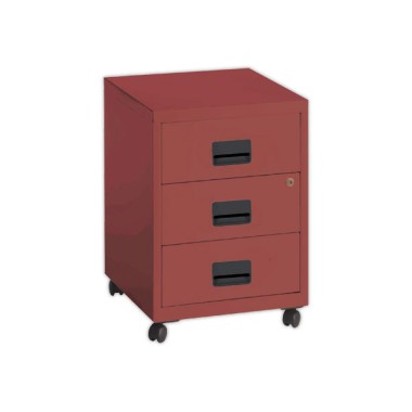 Caisson mobile en métal 3 tiroirs terracotta  - Fiducial