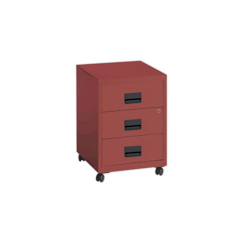 Caisson mobile en métal 3 tiroirs terracotta  - Fiducial