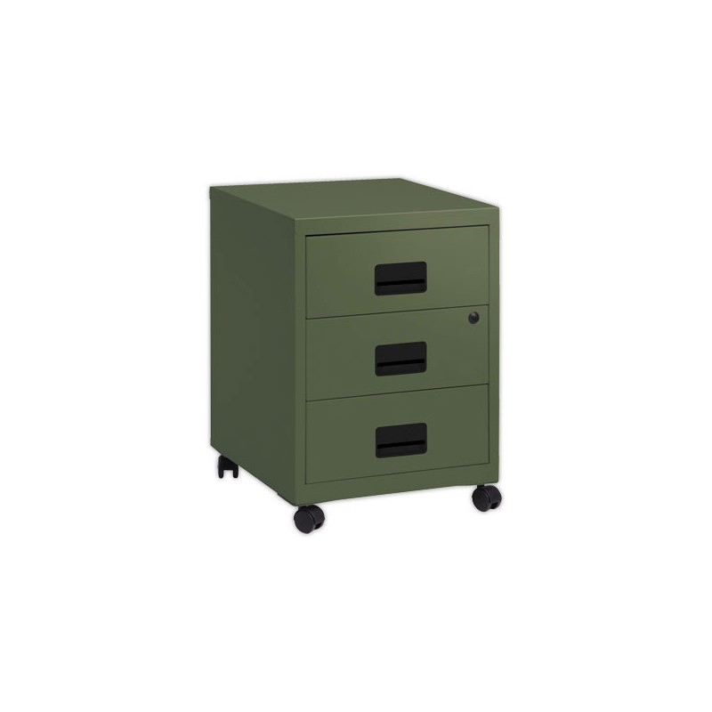 Caisson mobile en métal 3 tiroirs kaki  - Fiducial