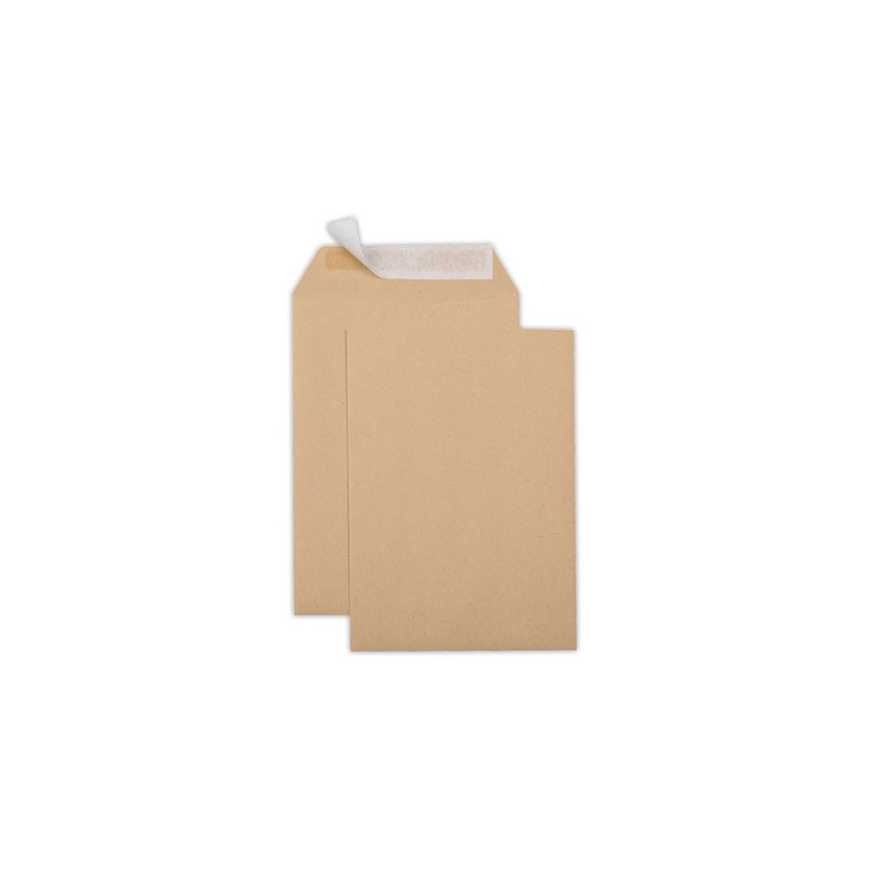 Pochettes kraft brun bande siliconée 162x229mm 90G  x500 - Fiducial