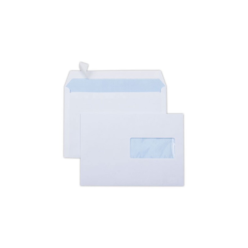 Enveloppes 162x229mm blanches 80g bande siliconée fenêtre 45x100 Eco  x500 - Fiducial