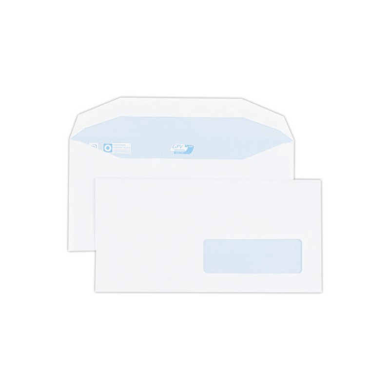Enveloppes mise sous pli auto gommées 114x229mm 75g fenêtre 35x100  x1000 - Fiducial