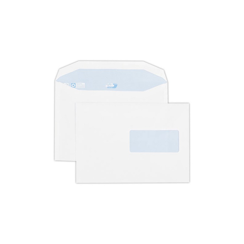 Enveloppes mise sous pli auto gommées 162x229mm 75g fenêtre 45x100  x500 - Fiducial