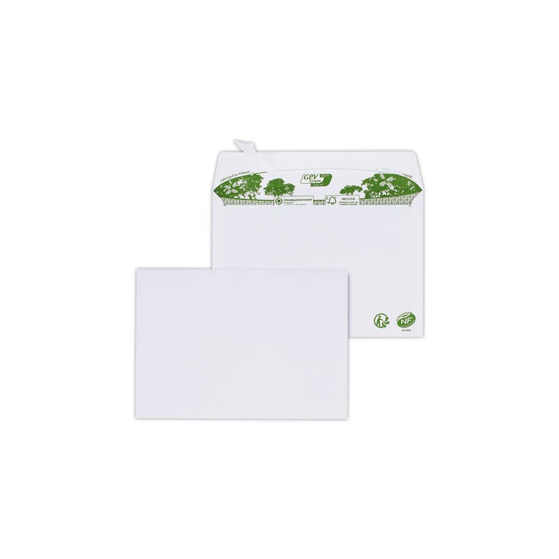 Enveloppes C6 blanches recyclées 80g bande de protection  x200 - Fiducial