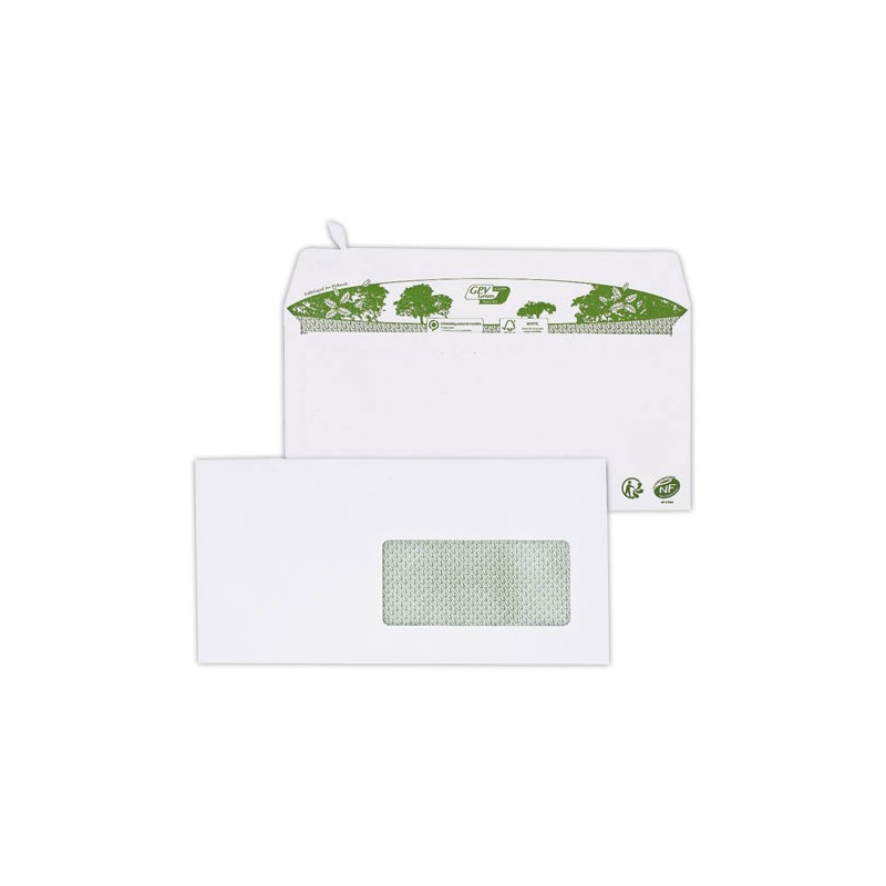 Enveloppes DL blanches recyclées 80g bande protection fenêtre 45x100mm  x200 - Fiducial