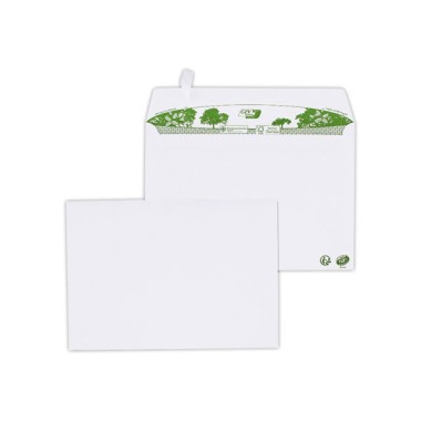 Enveloppes C5 blanches recyclées 80g bande de protection  x200 - Fiducial