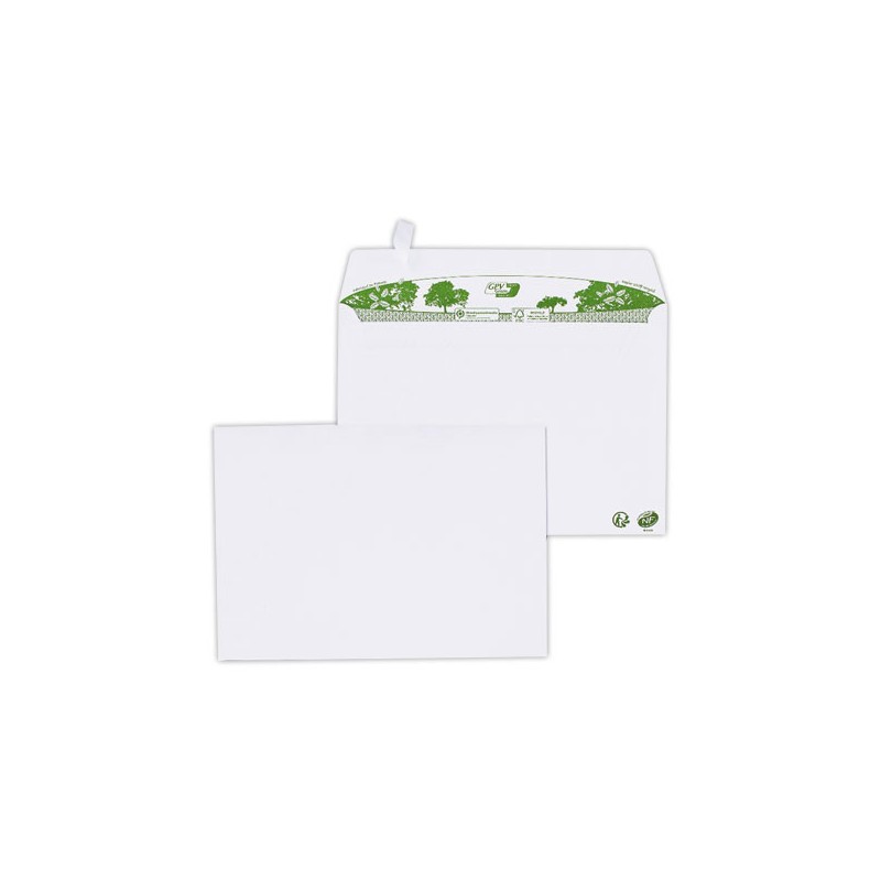 Enveloppes C5 blanches recyclées 80g bande de protection  x200 - Fiducial