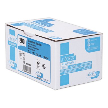 enveloppes DL blanches 90gr/m² SIL 110x 220 cm  x200 - Fiducial