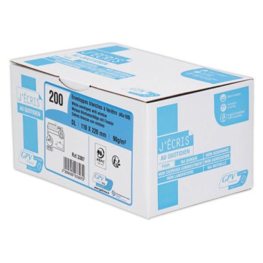 Enveloppes bande siliconée blanches 110x220 mm avec fenêtre 45x100 90g  x200 - Fiducial