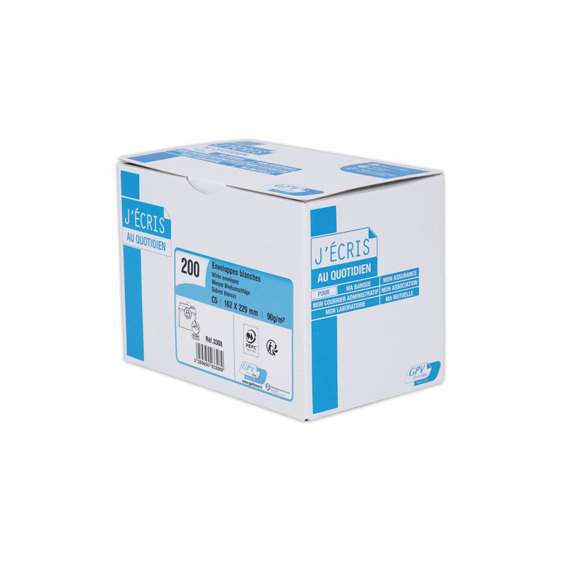 Enveloppes bande siliconée blanches 162 x 229 mm 90g  x200 - Fiducial