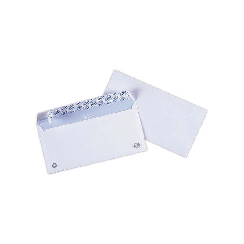Enveloppes extra blanches DL 110x220 100 g bande de protection  x200 - Fiducial
