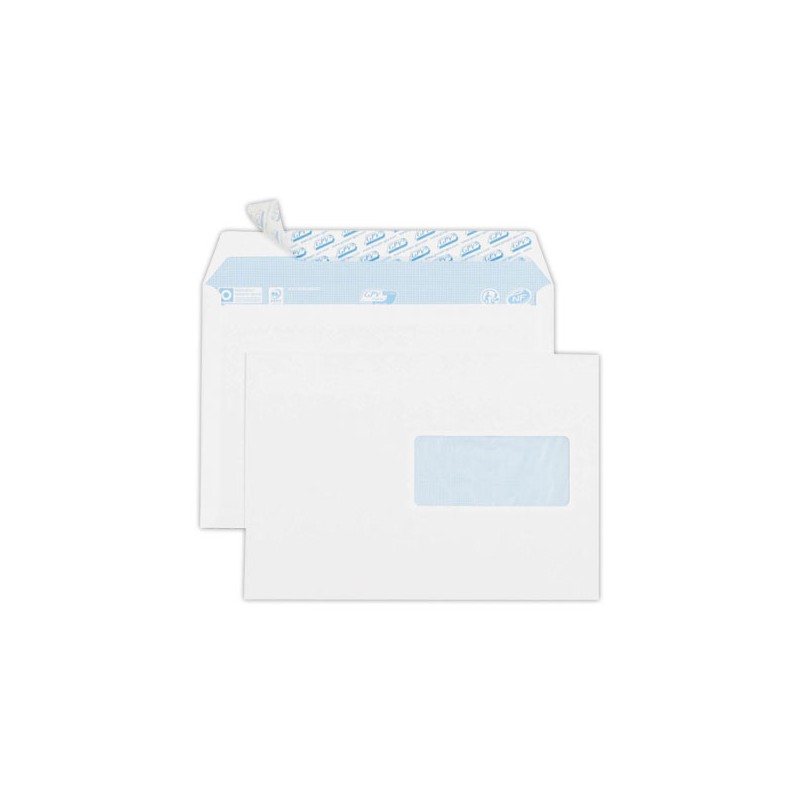 enveloppes blanches 162x229 80 g/m² fenêtre 45x100 siliconée  x500 - Fiducial