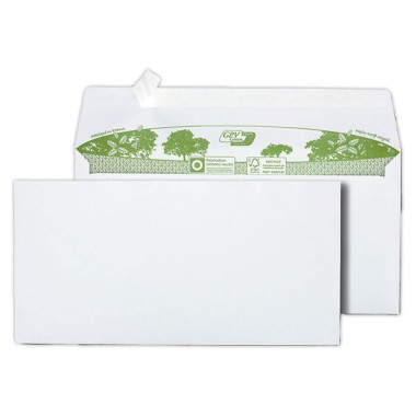 Enveloppes blanches bande siliconnée 110x220 90G recyclé  x500 - Fiducial