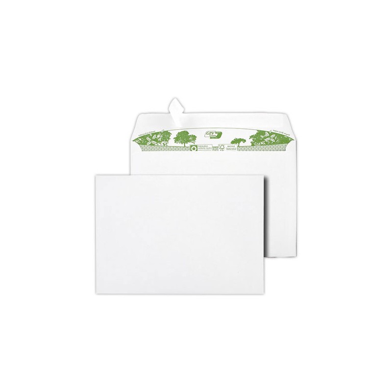 Enveloppes blanches bande siliconnée 162x229 90G recyclé  x500 - Fiducial