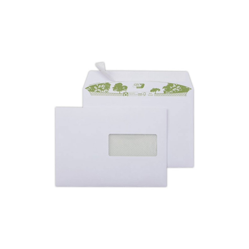 Enveloppes blanches bande siliconnée 162x229 90G Fenêtre 45x100 recycl  x500 - Fiducial