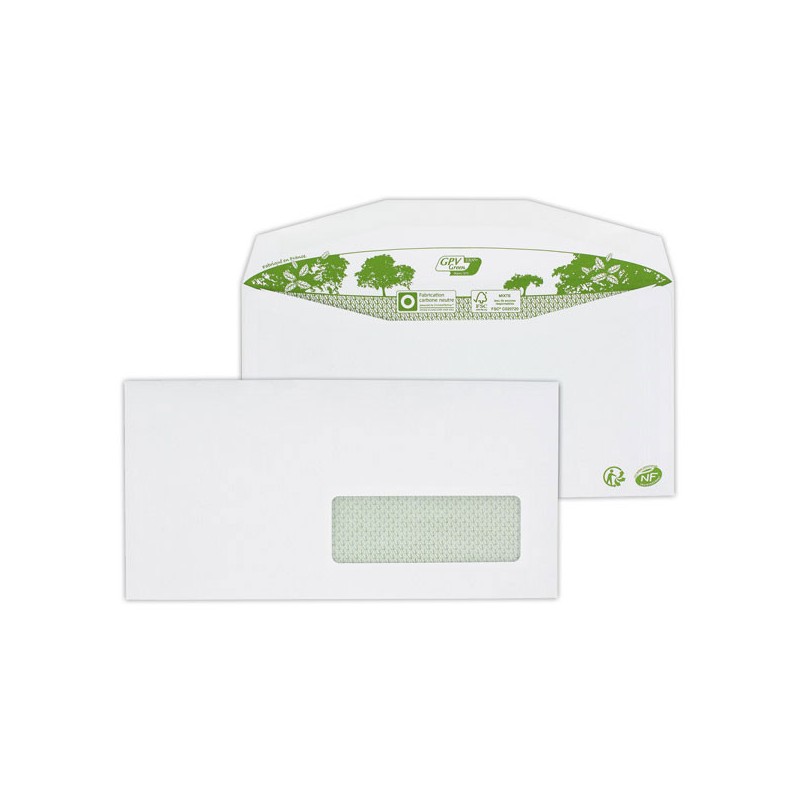 Enveloppes 114x229 recyclées mise sous pli automatique fenêtre 35x100  x1000 - Fiducial