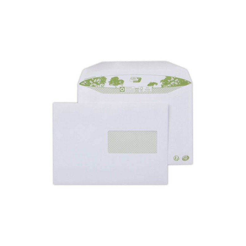 Enveloppes mise sous pli automatique blanches, 162x229, fenêtre 45x100  x500 - Fiducial