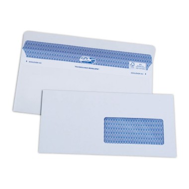 Enveloppes Secure blanches 112x225 mm Fenêtre 45X100 mm 90g  x100 - Fiducial