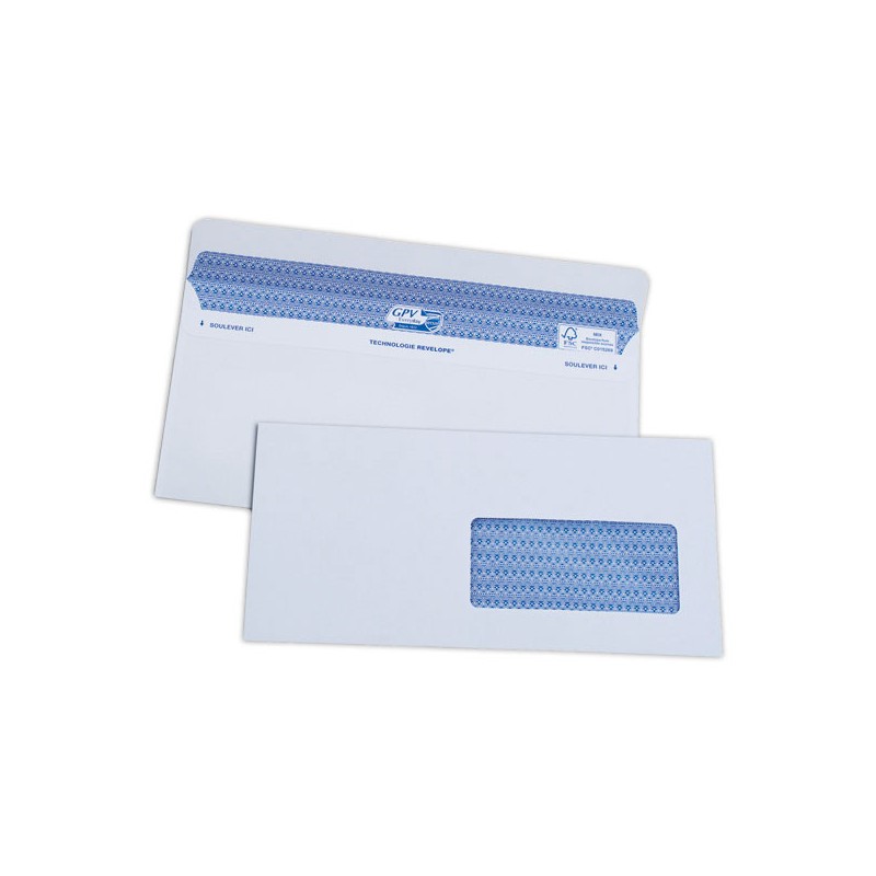 Enveloppes Secure blanches 112x225 mm Fenêtre 45X100 mm 90g  x100 - Fiducial