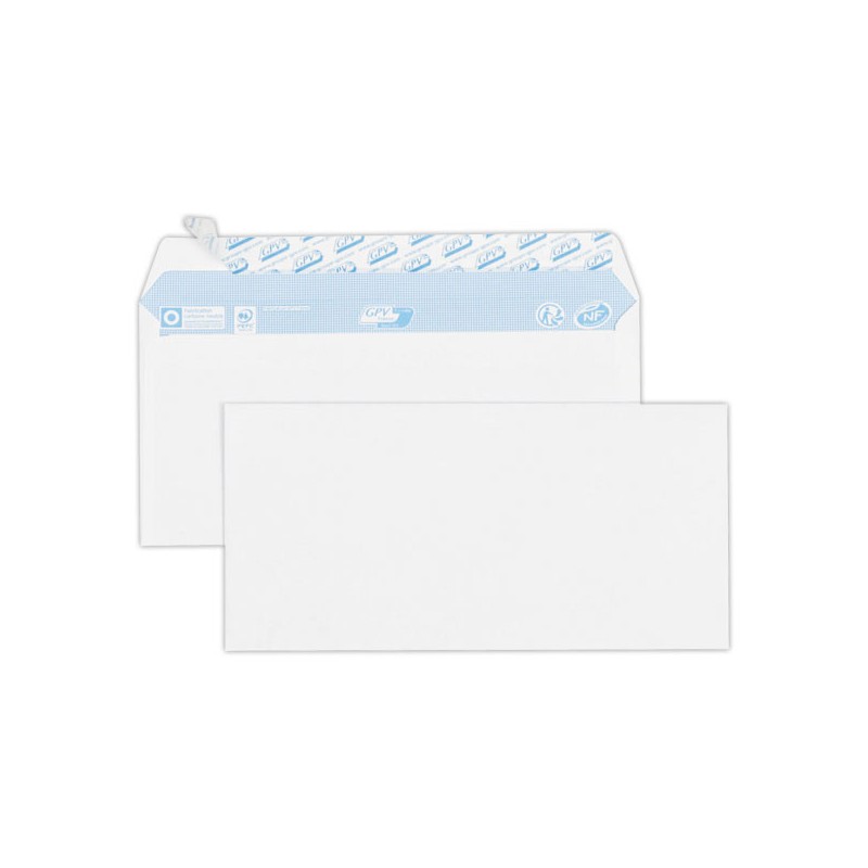 enveloppes blanches DL 110x220 80 g bande siliconée  x100 - Fiducial