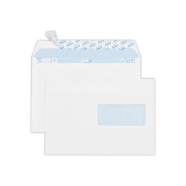 enveloppes blanches C5 162x229 80 g fenêtre 45x100 bande siliconée  x50 - Fiducial