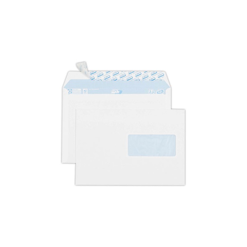 enveloppes blanches C5 162x229 80 g fenêtre 45x100 bande siliconée  x50 - Fiducial