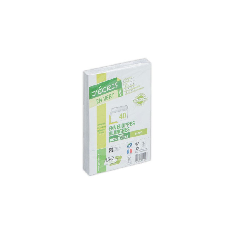 enveloppes extra blanches 114x162 mm 100% recyclées 80g bande siliconé  x40 - Fiducial