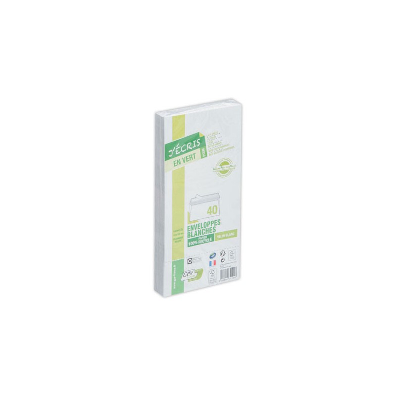 enveloppes extra blanches 114x162 mm 100% recyclées 80g bande siliconé  x40 - Fiducial