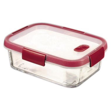 Boite alimentaire en verre rectangle 0,9L CURVER rouge  - Fiducial