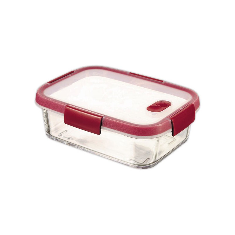 Boite alimentaire en verre rectangle 0,9L CURVER rouge  - Fiducial