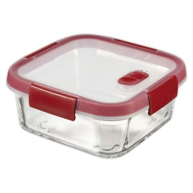 Boite alimentaire en verre carré 0,7L CURVER rouge  - Fiducial
