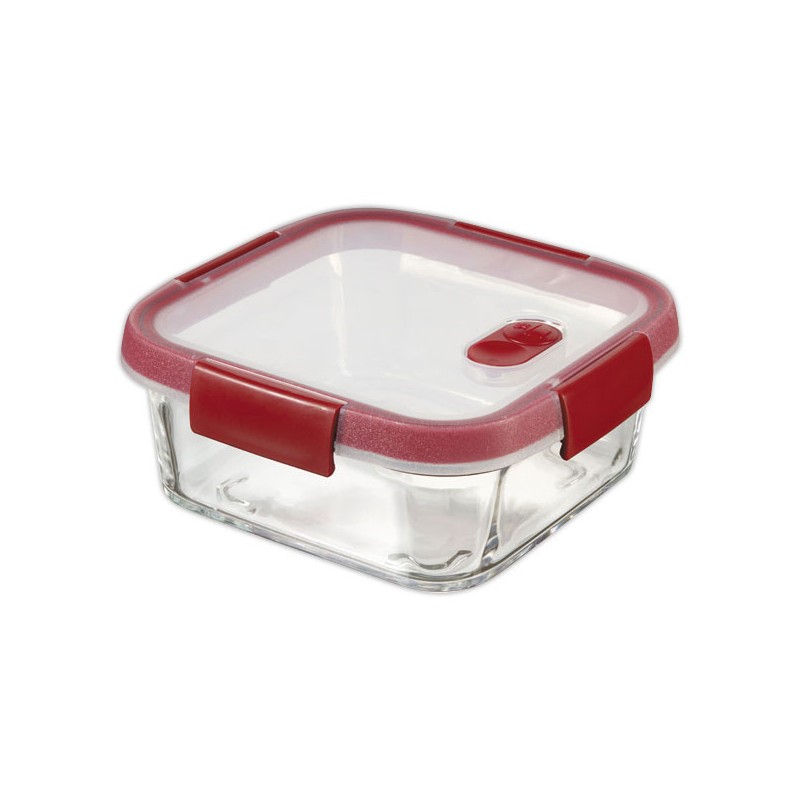 Boite alimentaire en verre carré 0,7L CURVER rouge  - Fiducial