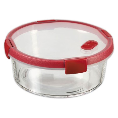 Boite alimentaire en verre ronde 1,2L CURVER rouge  - Fiducial