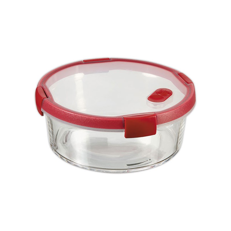 Boite alimentaire en verre ronde 1,2L CURVER rouge  - Fiducial