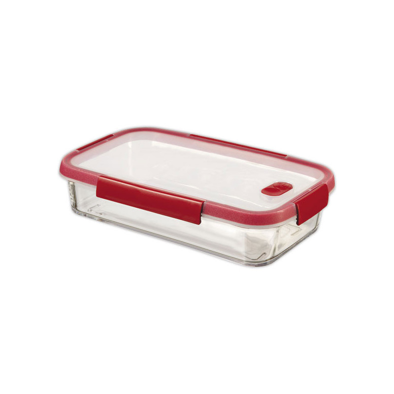 Boite alimentaire en verre rectangle 2,3L CURVER rouge  - Fiducial