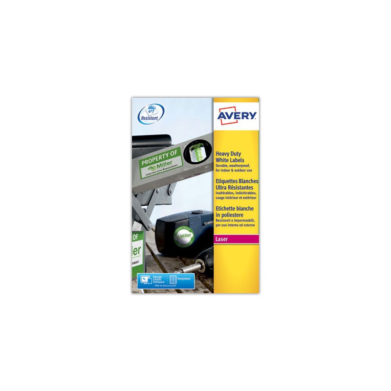 Étiquettes inaltérables laser AVERY 45,7x21,2mm 960 étiq/boîte  - Fiducial