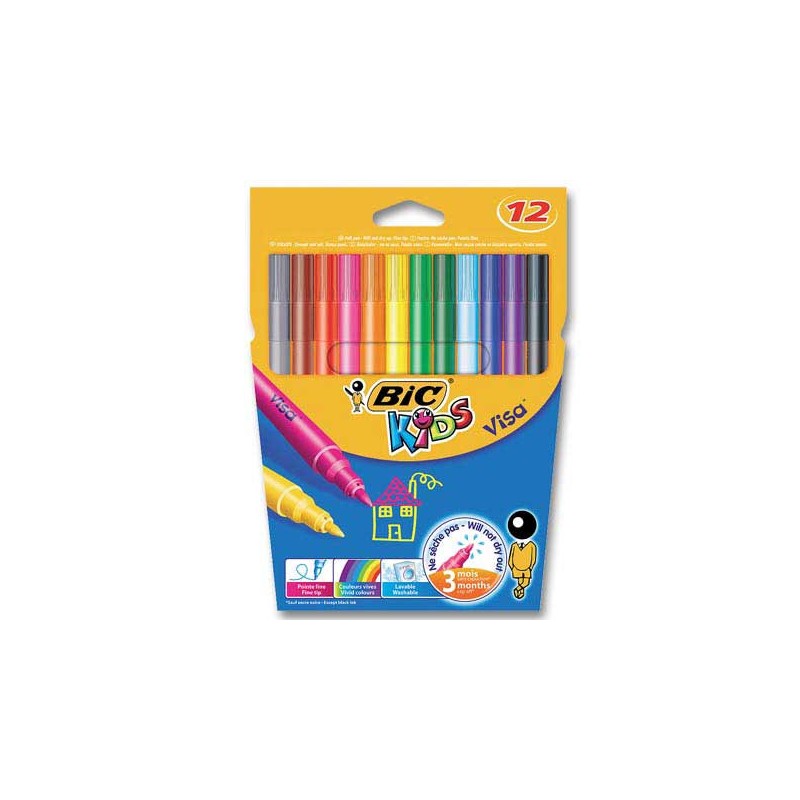 Feutres BIC Kids Visa - Pointe fine  x12 - Fiducial
