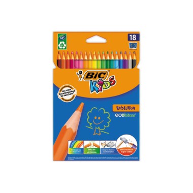 Crayons de couleur Bic  x18 - Fiducial
