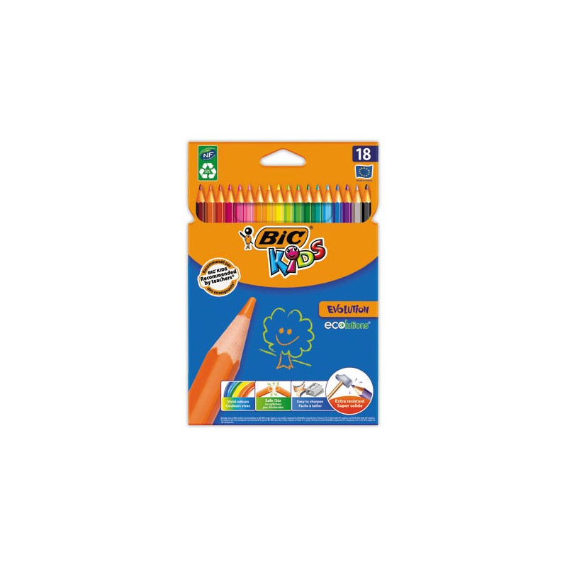 Crayons de couleur Bic  x18 - Fiducial