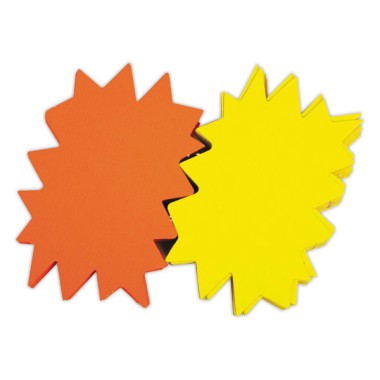 Etiquettes carton forme éclatée jaune/orange 240 x 320 mm - Bte de 25  - Fiducial