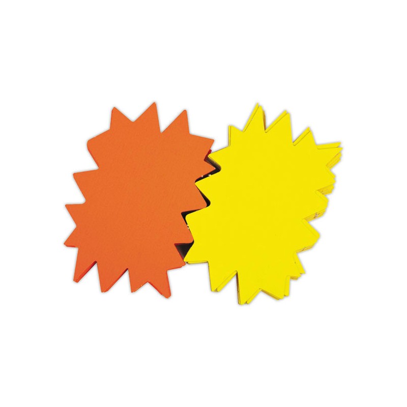 Etiquettes carton forme éclatée jaune/orange 240 x 320 mm - Bte de 25  - Fiducial