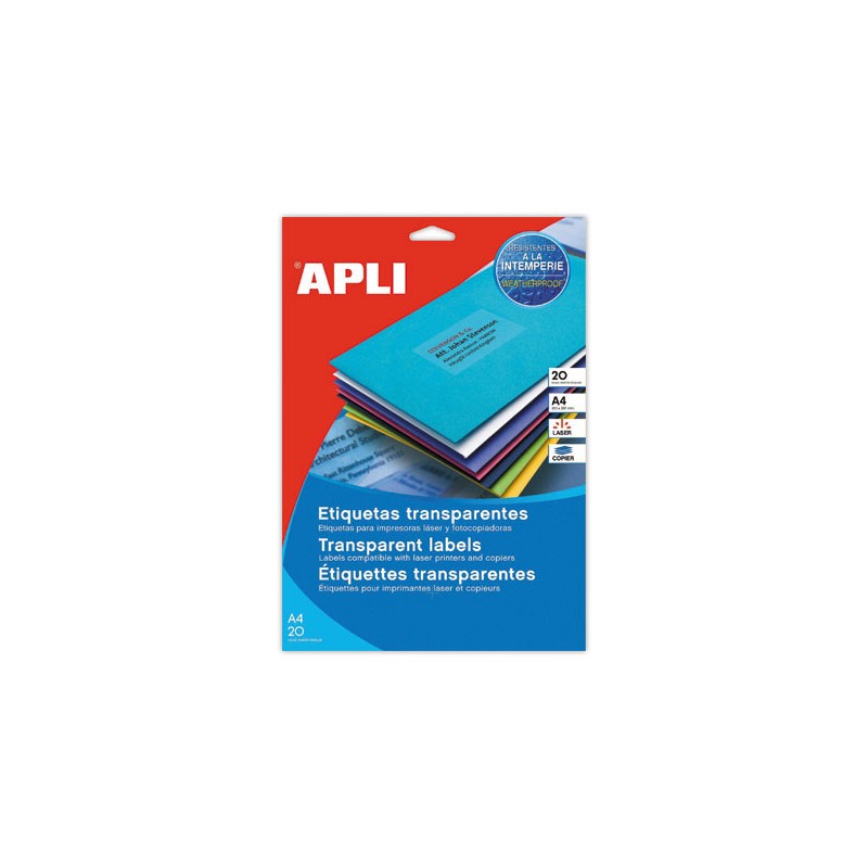 Planches d'étiquettes transparentes L99,1xH33,9 mm 320 étiq/boîte  x20 - Fiducial