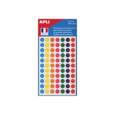 385 pastilles gommettes de signalisation rondes, Diamètre  8mm, assort  - Fiducial