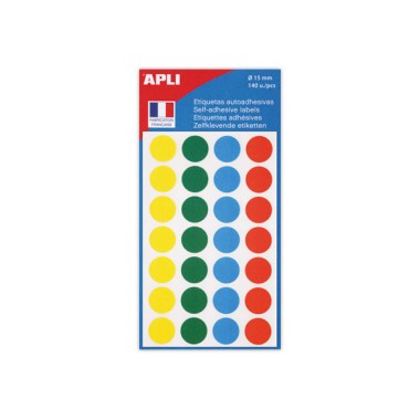 140 pastilles gommettes de signalisation rondes, Diamètre 15 mm, assor  - Fiducial