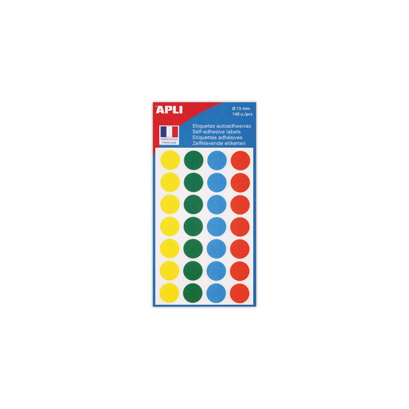 140 pastilles gommettes de signalisation rondes, Diamètre 15 mm, assor  - Fiducial